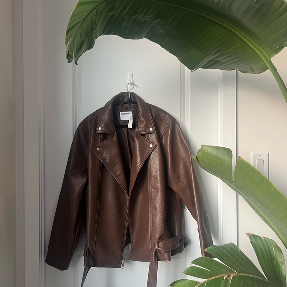 Old Navy Jackets & Blazers - Old Navy Brown Faux Leather Fall Jacket